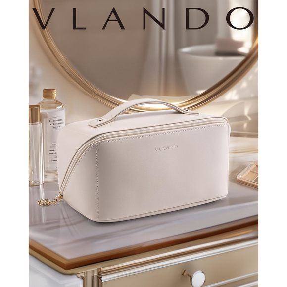 Travel Makeup Bag,make Up Bag Travel Toiletry Bag For Women Open Flat Makeup🦒 - Picture 8 of 9